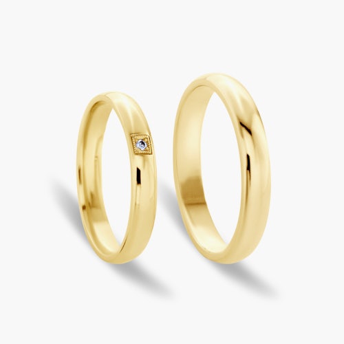 Obrączki ślubne: złote, półokrągłe, 3 mm